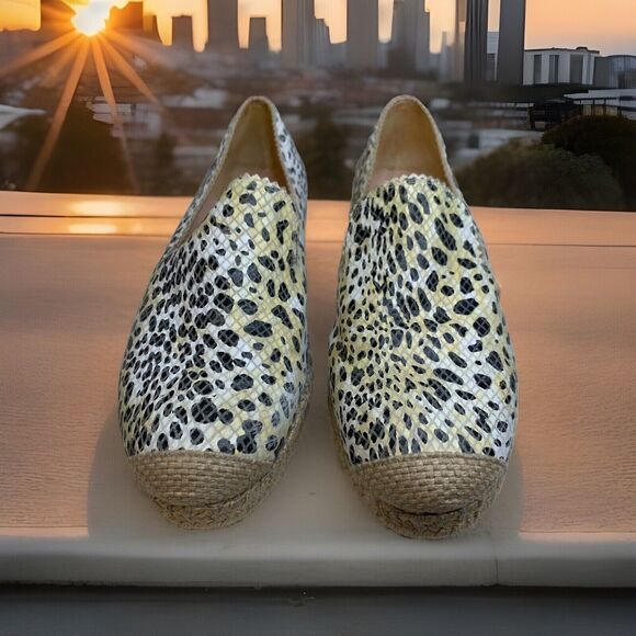 Stuart Weitzman Espadrilles Leopard Cheetah Print Flats Platform Shoes Size 7 M - Picture 3 of 10